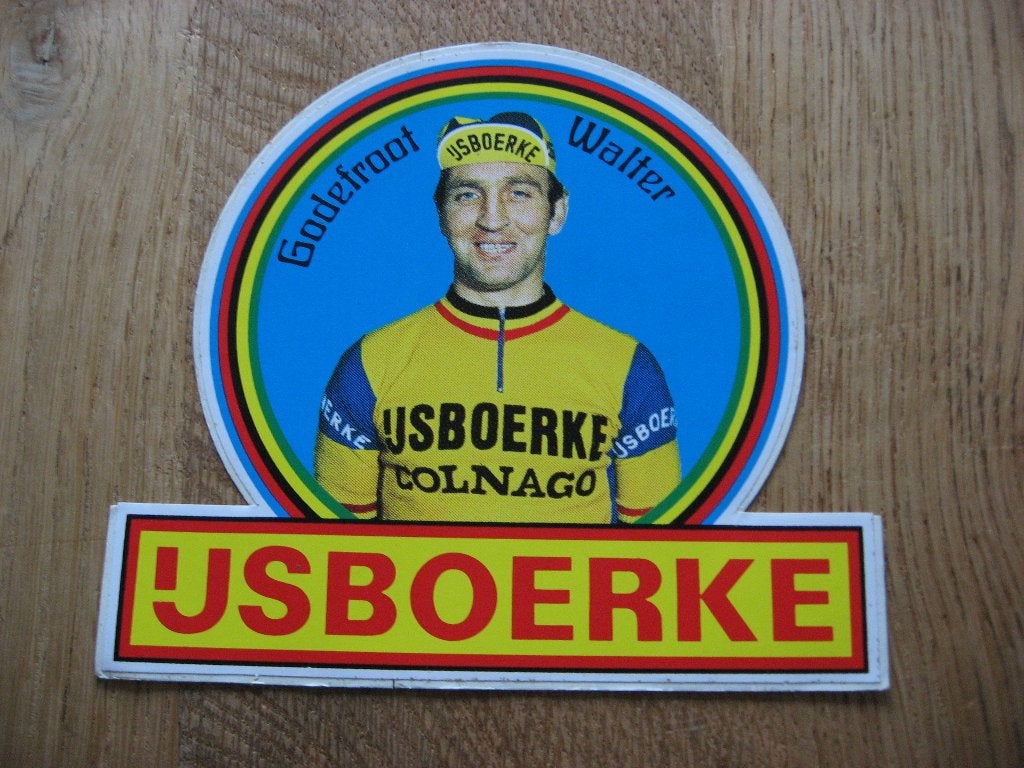 Sticker Godefroot Walter ijsboerke Colnago Wielrenner, Verzamelen, Ophalen, Nieuw, Poster, Plaatje of Sticker