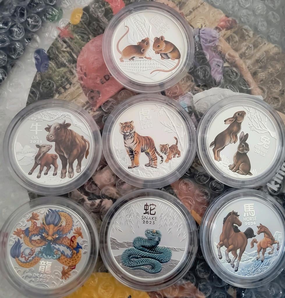 Lunar 3 serie 2oz set, Ophalen of Verzenden, Zilver