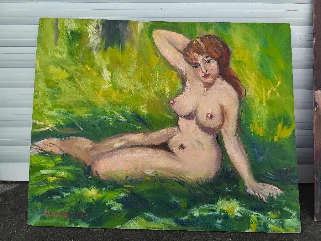 Huile sur panneau femme nue signe tony reniers, Enlèvement ou Envoi