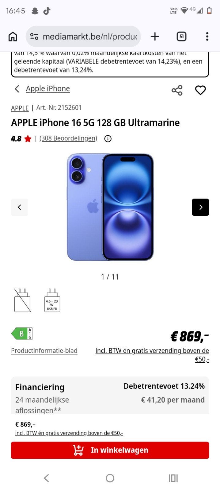 Iphone 16, Ophalen, IPhone 16