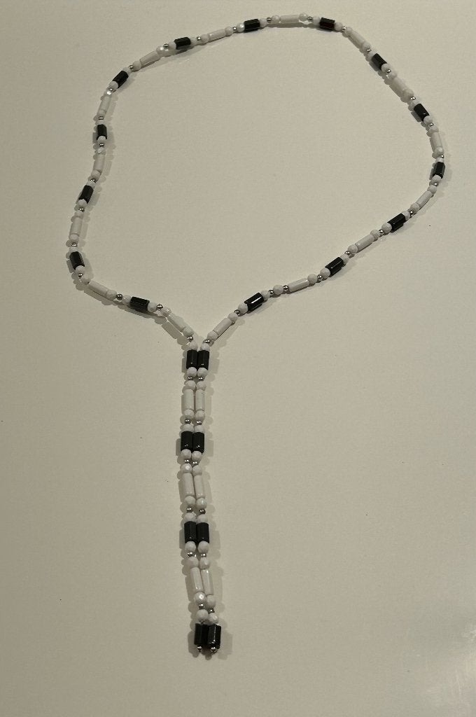 Magnetische wit-zwarte halsketting / armband, Ophalen of Verzenden, Nieuw, Wit, Verstelbaar
