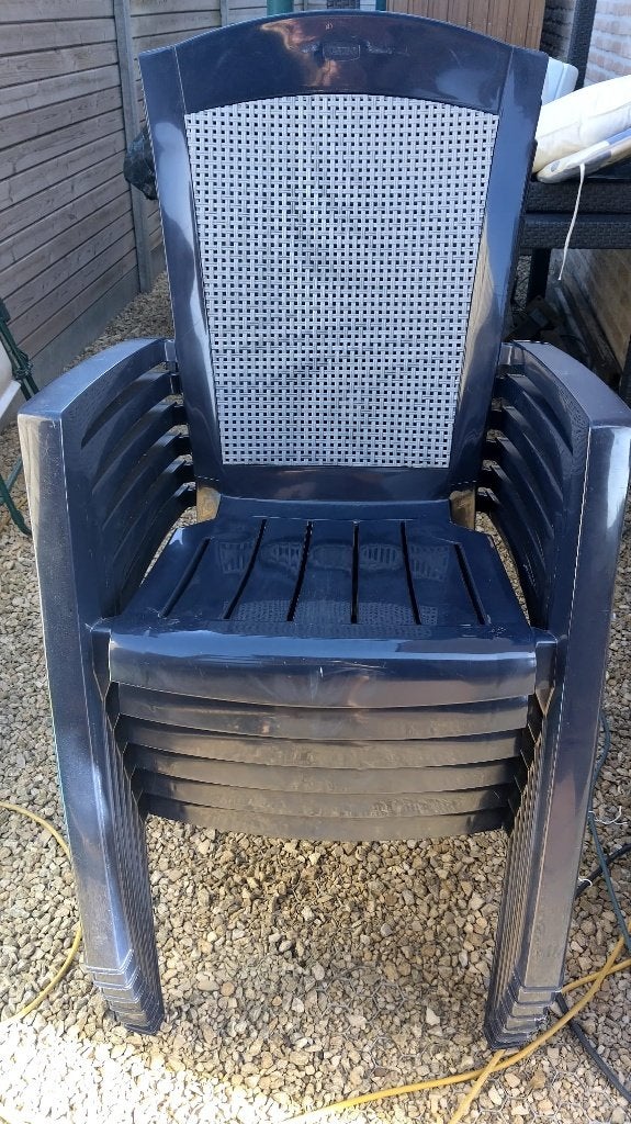 6 blauwe PVC Jardin tuinstoelen, Synthétique, Enlèvement, Bleu, Cinq, Six Chaises ou plus