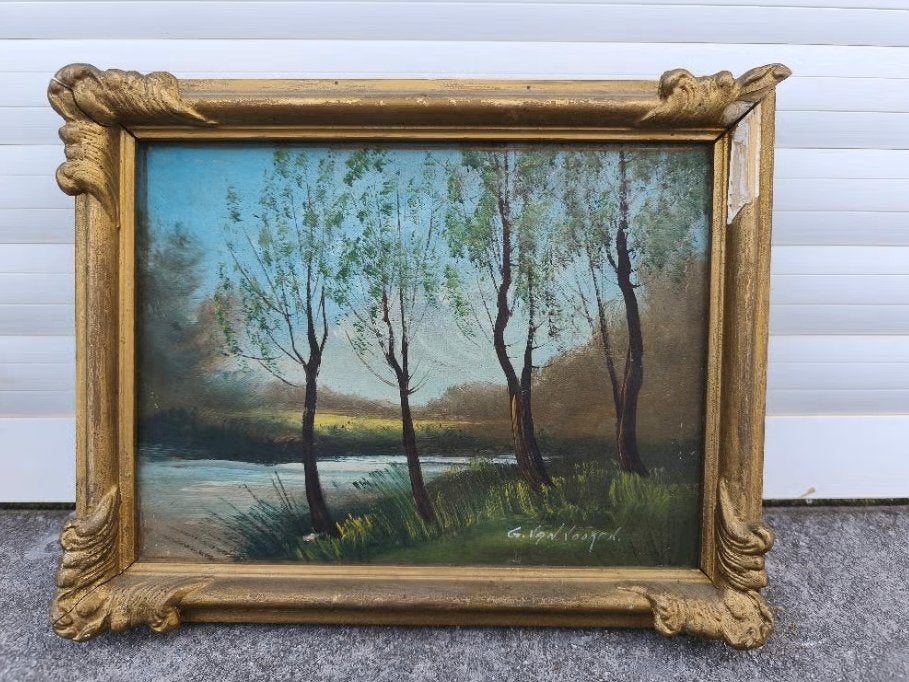 Huile sur toile paysage signe g van Vooren, Enlèvement ou Envoi, Paysage, Toile