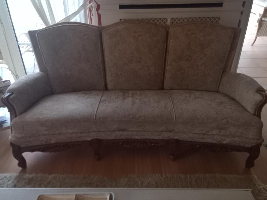 Barok-geïnspireerde stijlbank en twee 1-zitten, Ophalen, Gebruikt, 150 tot 200 cm, Driepersoons