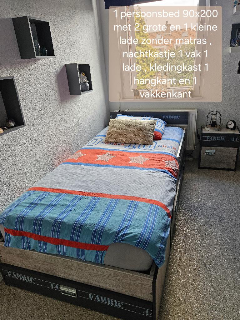 Tiener slaapkamer compleet, Huis en Inrichting, Slaapkamer | Complete slaapkamers, Ophalen, Zo goed als nieuw, Eenpersoons, Modern stoer