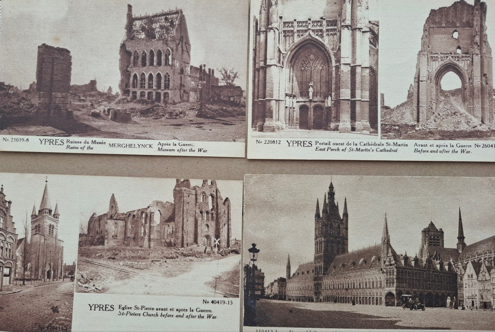 Ieper. Set van 4 ansichtkaarten, Verzamelen, Ophalen of Verzenden, West-Vlaanderen