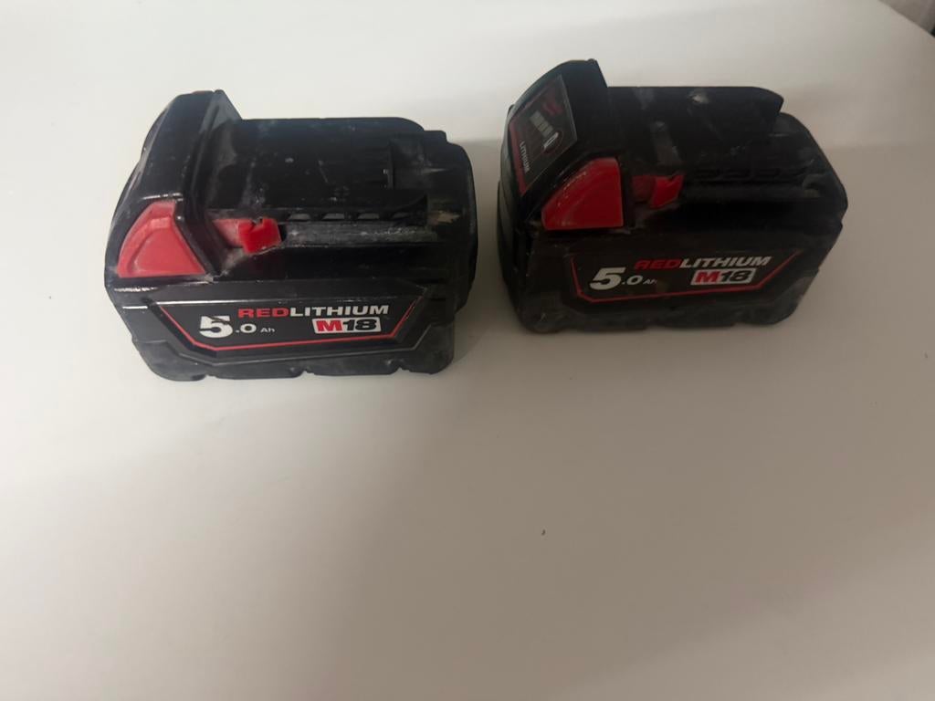 2 milwaukee batterijen, Doe-het-zelf en Bouw, Ophalen, Gebruikt