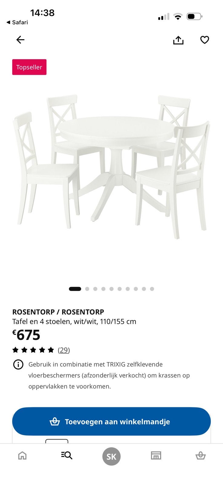 İkea ronde tafel met 4 eetstoelen en kussens, Ophalen, Zo goed als nieuw