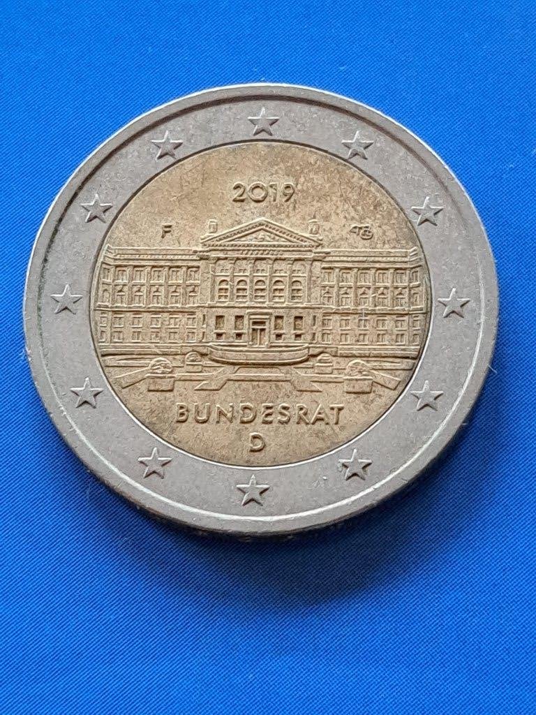 2019 F Allemagne 2 euros Bundesrat Stuttgart, Timbres & Monnaies, Monnaies | Europe | Monnaies euro, Envoi, Allemagne, 2 euros