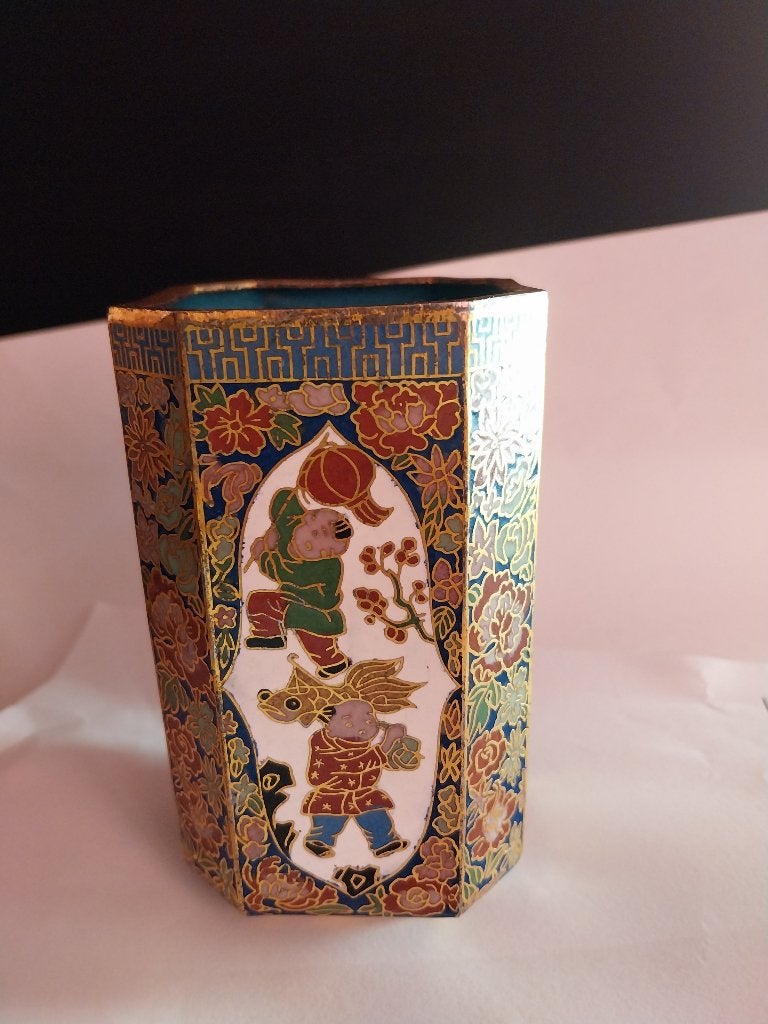 VINTAGE PORTE -PINCEAUX OU CRAYONS CLOISONNE  DE 1960, Enlèvement ou Envoi, Cuivre