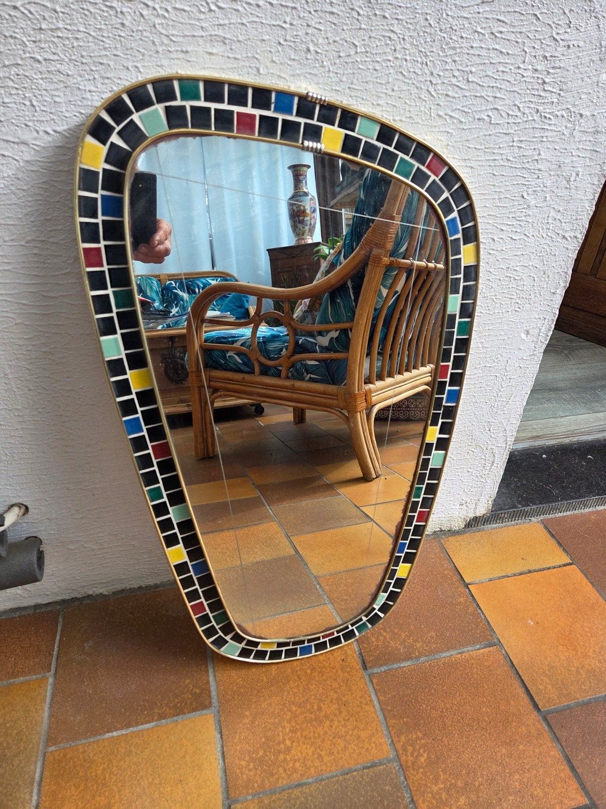 Superbe miroir asymétrique, années 1950. Très vintage., Maison & Meubles, Accessoires pour la Maison | Miroirs, Enlèvement