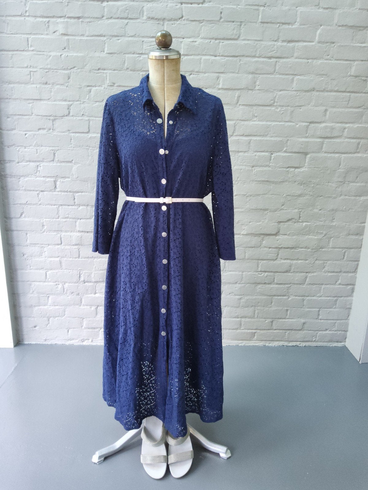 Prachtige donkerblauwe jurk Caroline Biss 46, Blauw, Maat 46/48 (XL) of groter, Ophalen of Verzenden, Gedragen