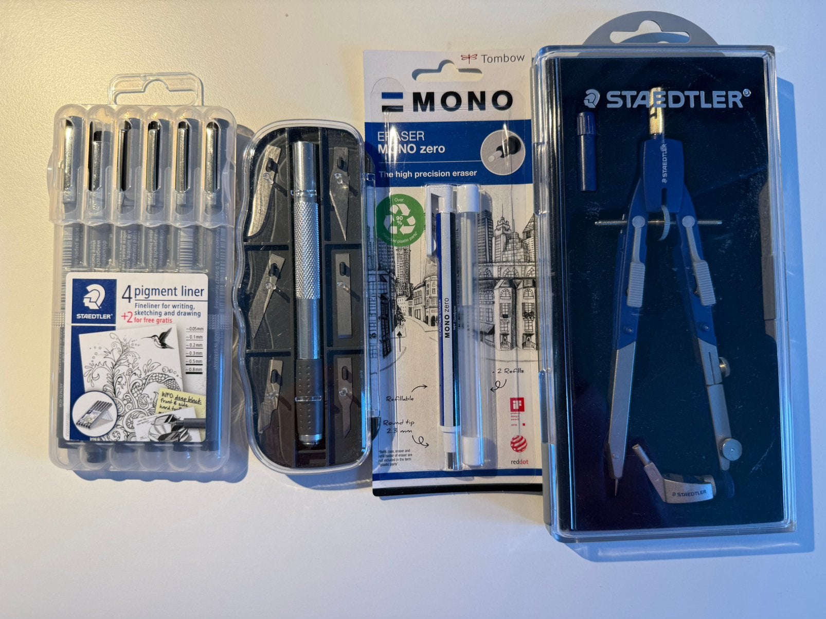 Compleet tekenpakket Staedtler – passer, sjablonen, potloden, Ophalen of Verzenden, Zo goed als nieuw