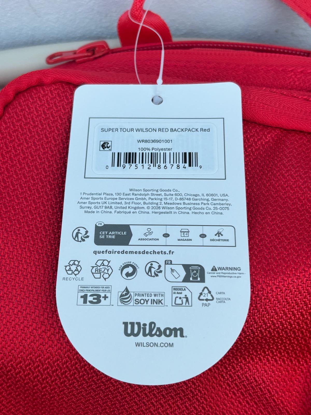 Sac de tennis wilson, Sports & Fitness, Enlèvement, Comme neuf, Sac, Wilson