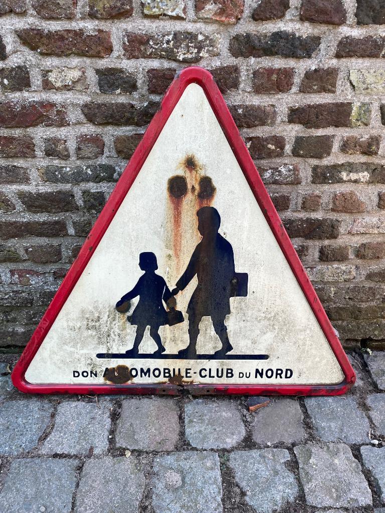 Vintage verkeersbord – Emaille, Verzamelen, Ophalen, Gebruikt, Overige typen