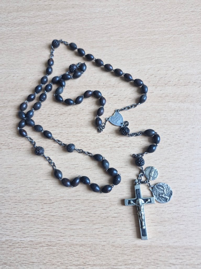 Klassieke Paternoster/Rozenkrans met Medailles en Etui, Collections, Enlèvement, Utilisé, Autres types, Christianisme | Catholique