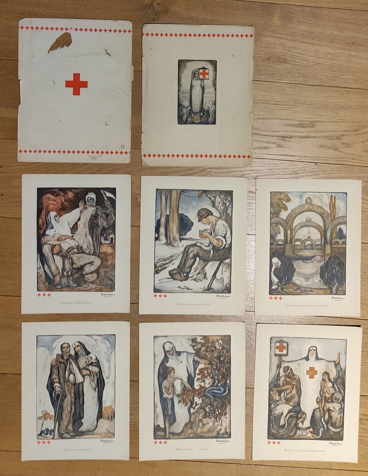 Portefeuille de la Croix-Rouge de l'entre-deux-guerres 1924 , Antiquités & Art, Édition limitée, Enlèvement ou Envoi, Lithographie
