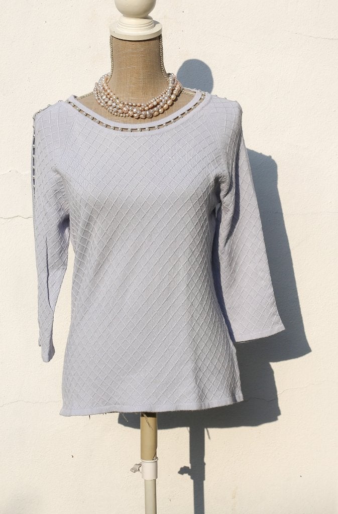 Leuke trui met kralen van Leo & Ugo M/L, Kleding | Dames, Truien en Vesten, Maat 38/40 (M), Leo & Ugo, Blauw, Ophalen of Verzenden
