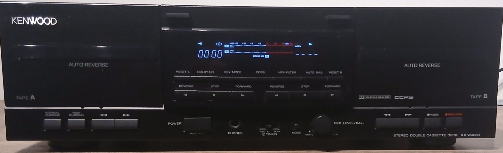 ​Kenwood KX-W4080 Stereo Dubbel Cassettedeck – In Perfecte S, Enlèvement, Double, Kenwood, High speed dubbing