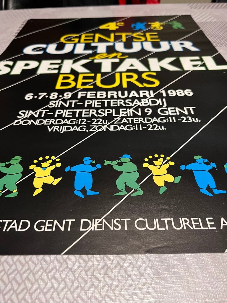 Vintage Poster 4e Gentse cultuur en spektakel beurs 6*7*8*9, Collections, Rectangulaire vertical, Utilisé, Affiche ou Poster pour porte ou plus grand