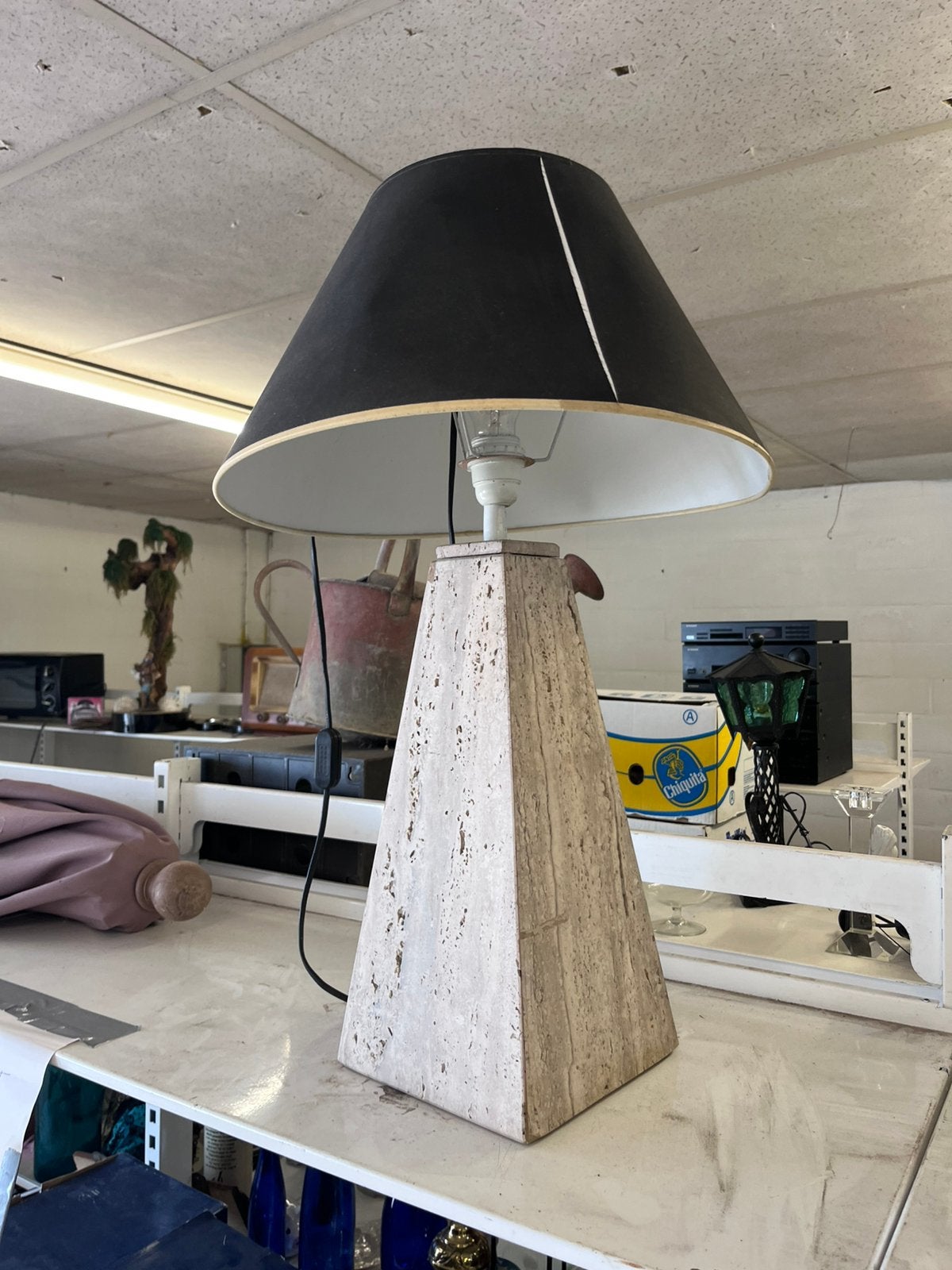 Vintage travertin tafellamp, Ophalen