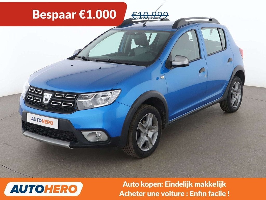 Dacia Sandero 0.9 TCe Stepway Prestige (bj 2017, automaat), Auto's, 898 cc, Stof, Gebruikt, Blauw