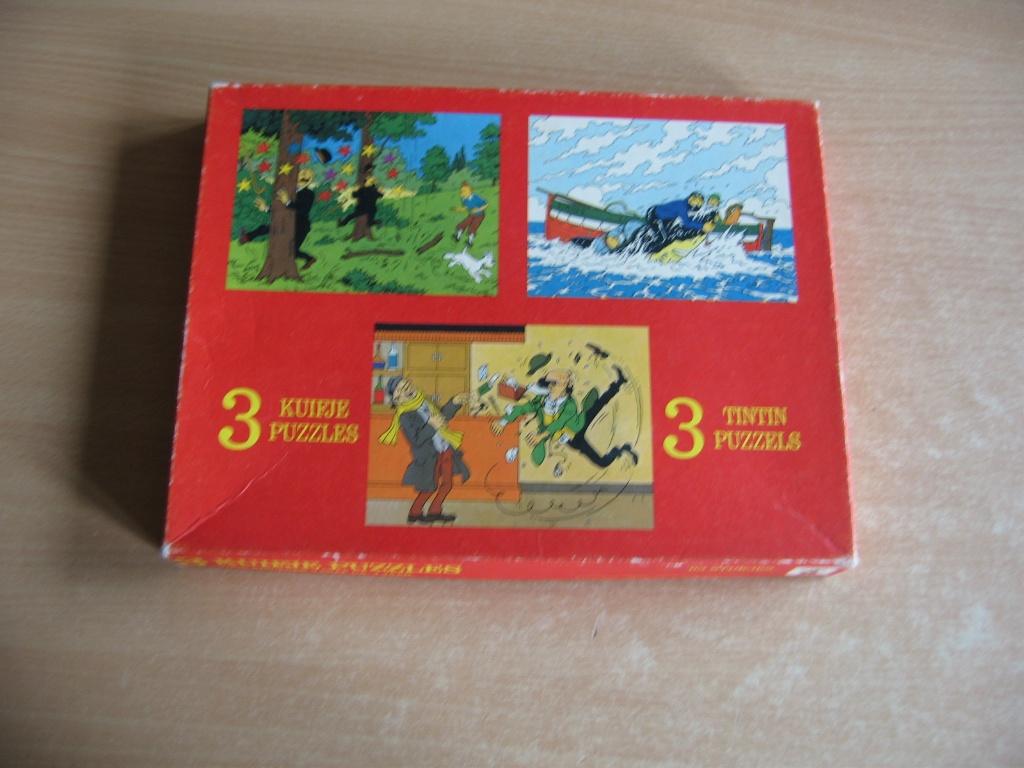 Kuifje : 3 puzzels in één doos uit 1977., Eén stripboek, Ophalen of Verzenden, Zo goed als nieuw, Herge