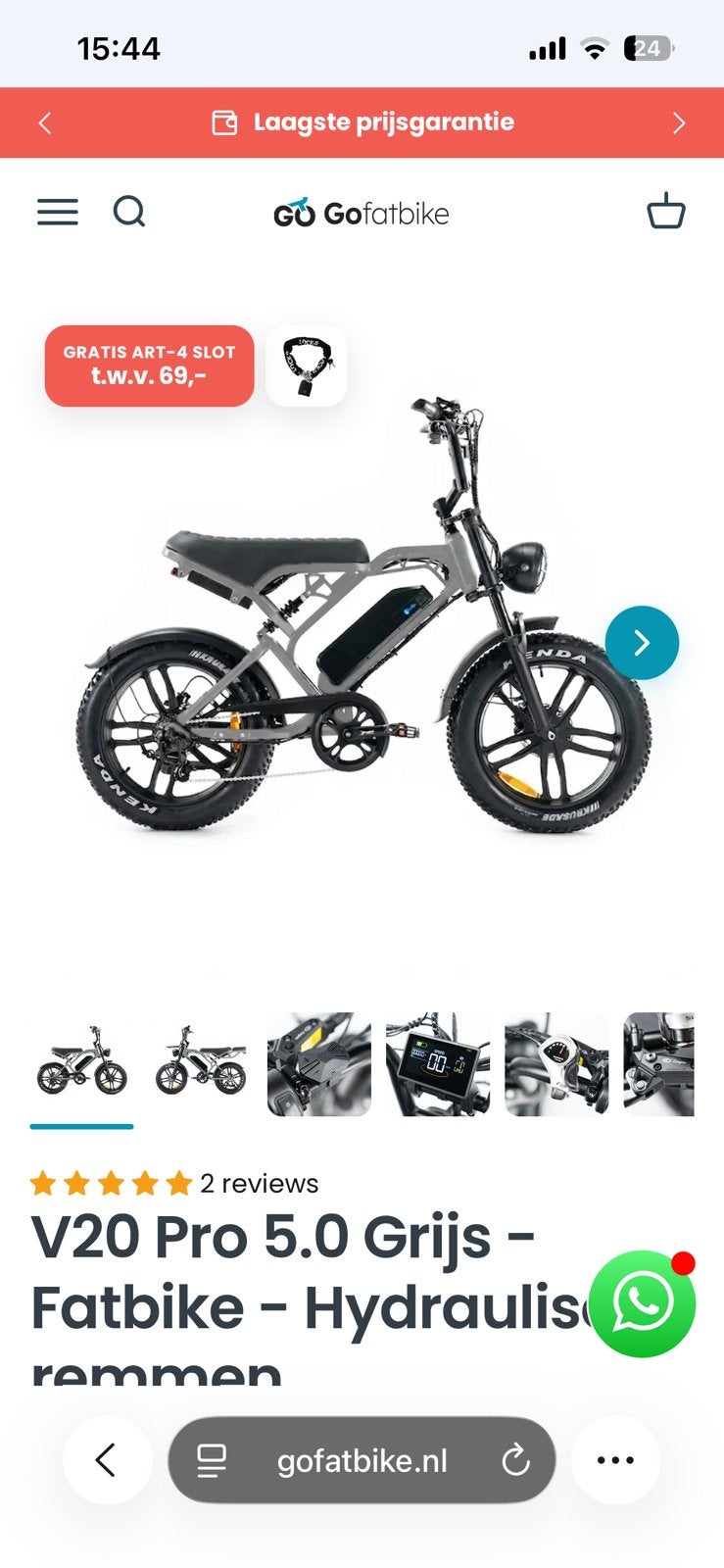 V20 Pro 5.0 Grijs - Fatbike - Hydraulische remmen, Fietsen en Brommers, Verzenden, Nieuw