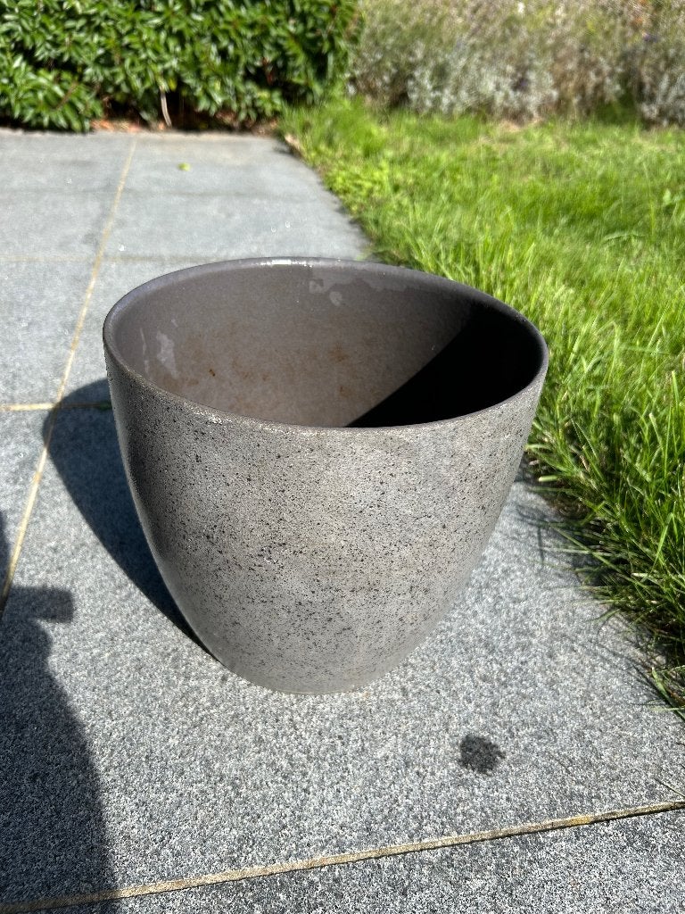 Bloempot grijs met spikkel, Tuin en Terras, Ophalen, Gebruikt, Rond, Binnen