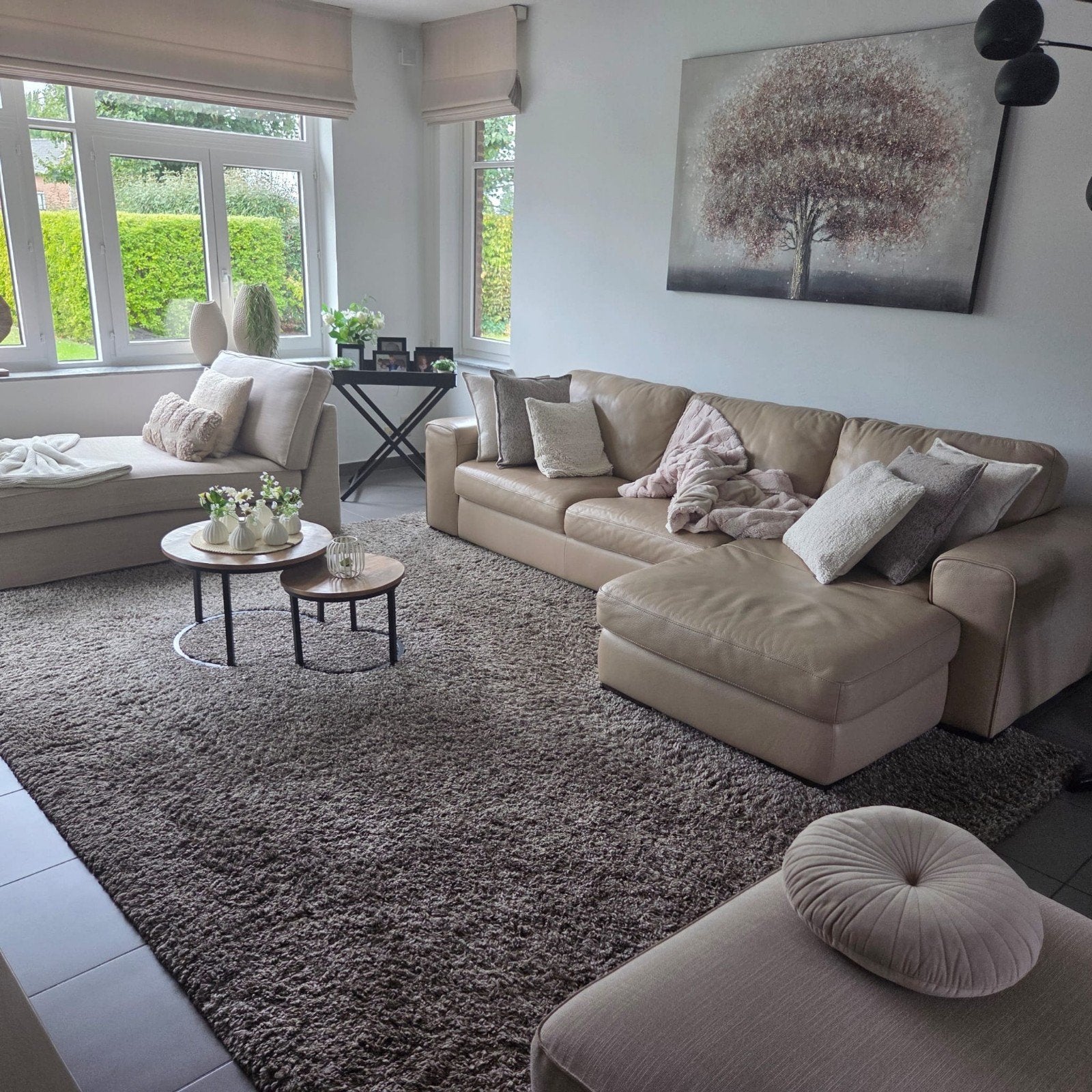 lederen zetel L-vorm, Huis en Inrichting, Ophalen, Beige