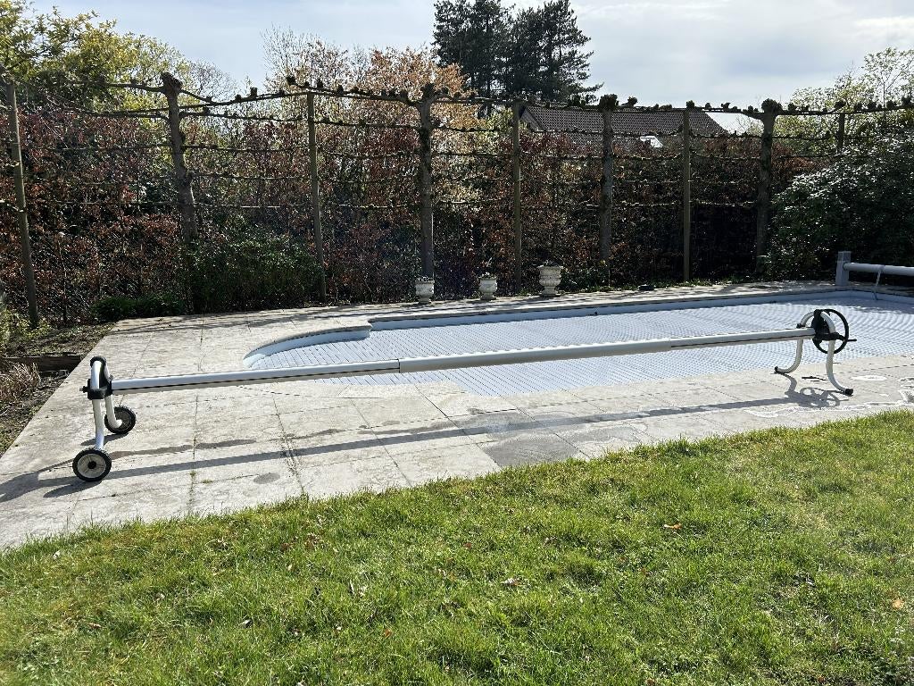 Oprolstang zwembaddekzeil + zomerzeil, Ophalen, Gebruikt, Afdekzeil