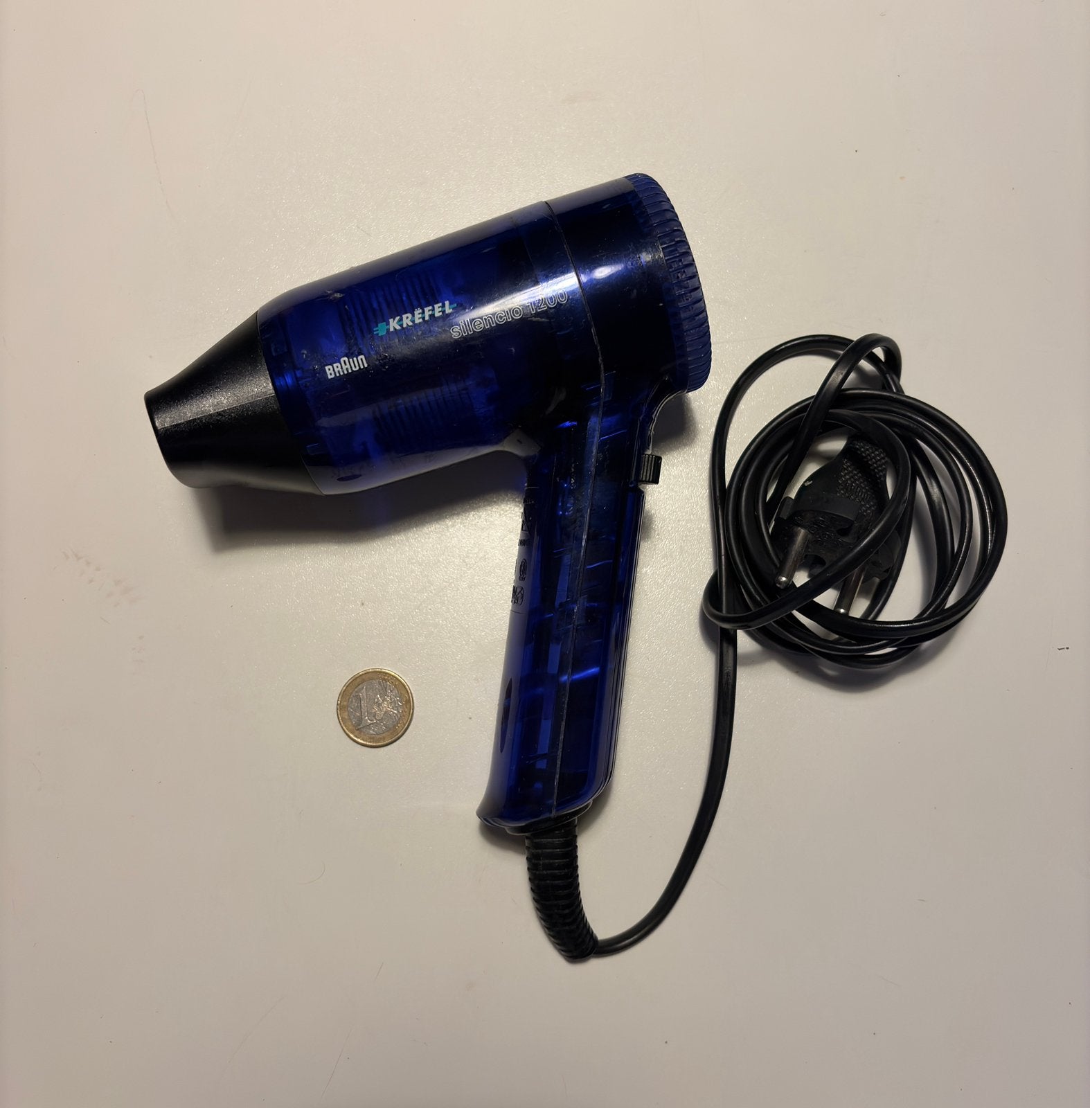 Sèche-cheveux Braun Silencio 1200 bleu transparent – 1200 W, Enlèvement, Utilisé