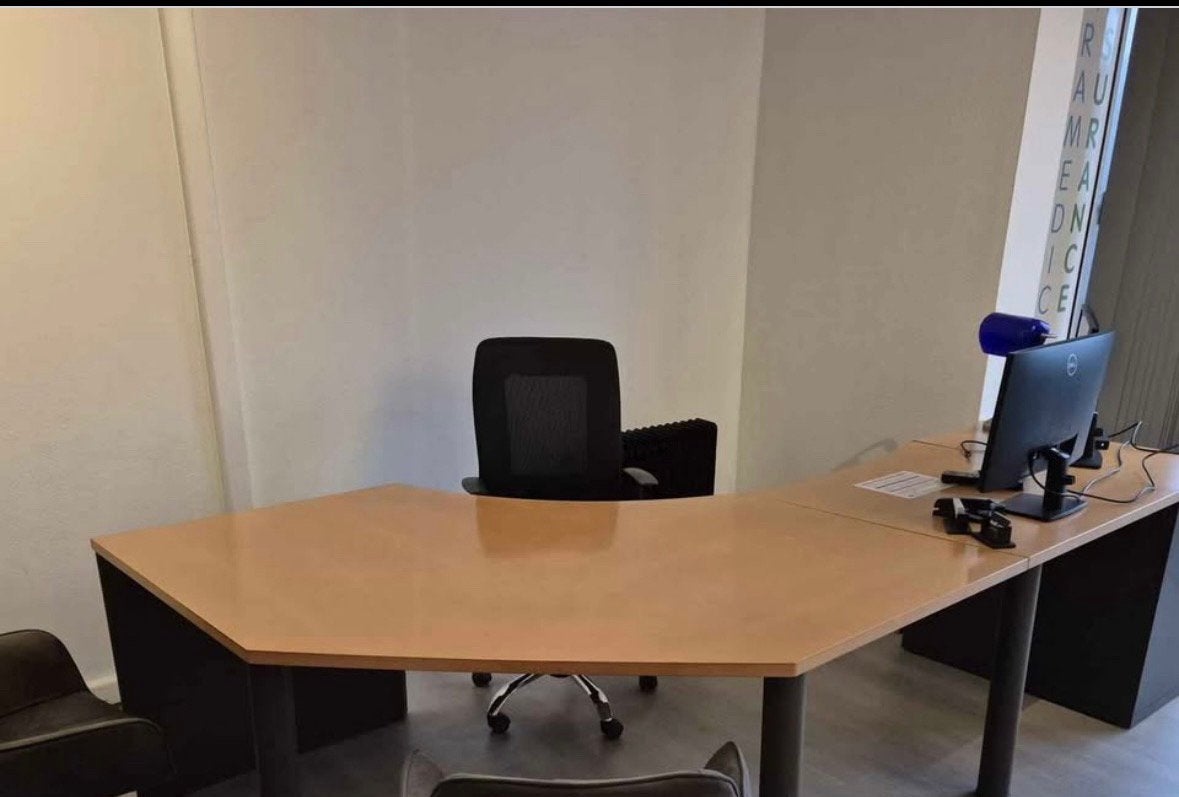 Hoekbureau met bijhorende kast te koop, Huis en Inrichting, Ophalen, Gebruikt, Hout, Hoekbureau