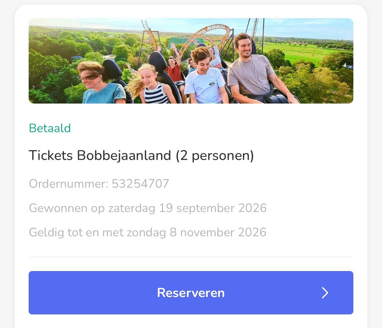 2 billets pour Bobbejaanland, Tickets & Billets