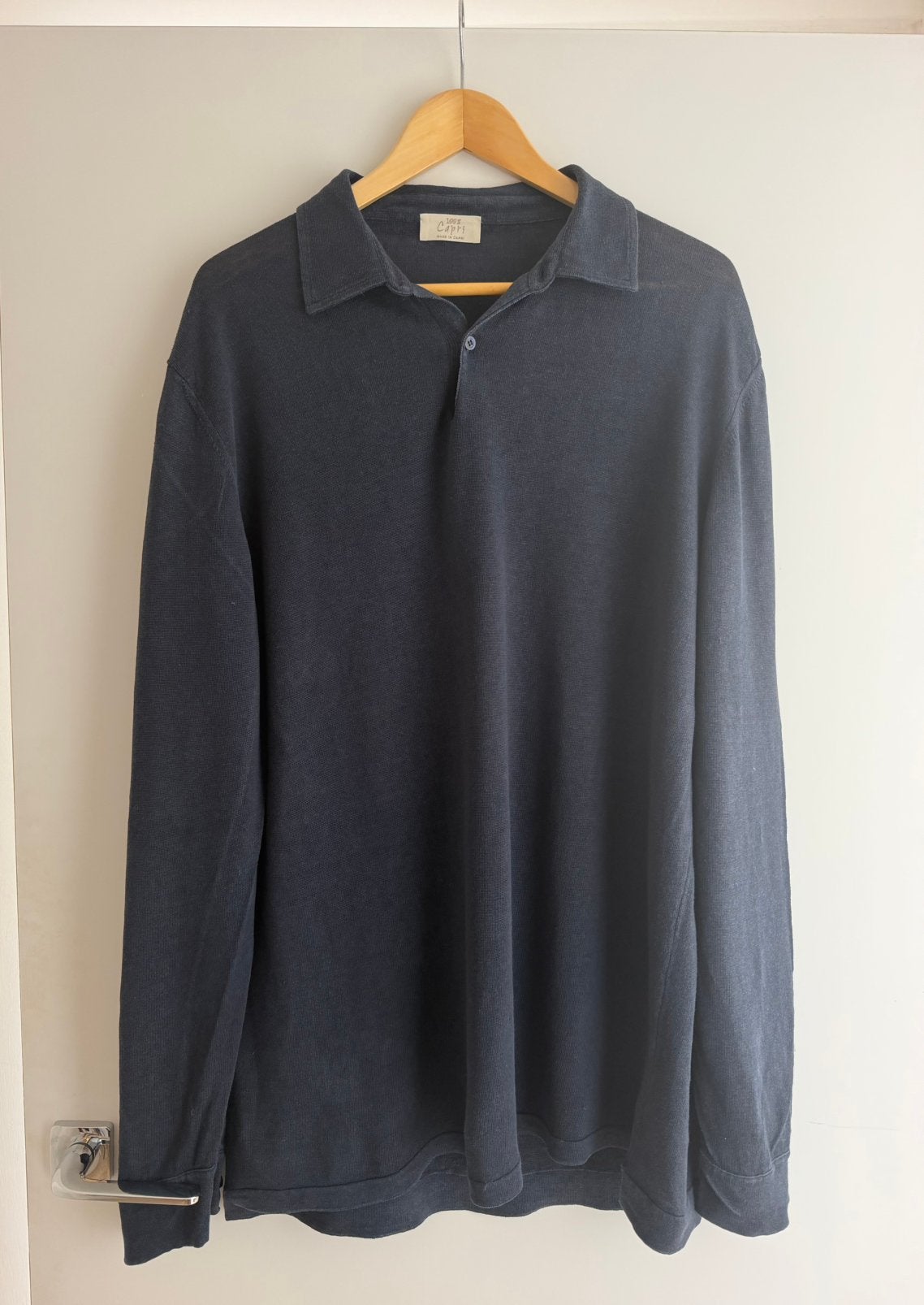 Polo à manches longues en lin 100% Capri taille XXXL, Enlèvement ou Envoi, Porté, Autres tailles, Bleu