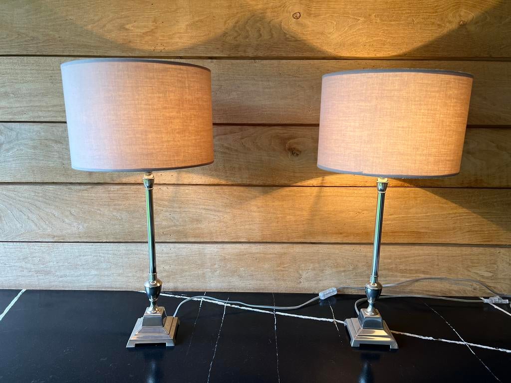 2 staanlampen in perfecte staat.  50cm hoog., Huis en Inrichting, Ophalen, Nieuw, Beige, Rond