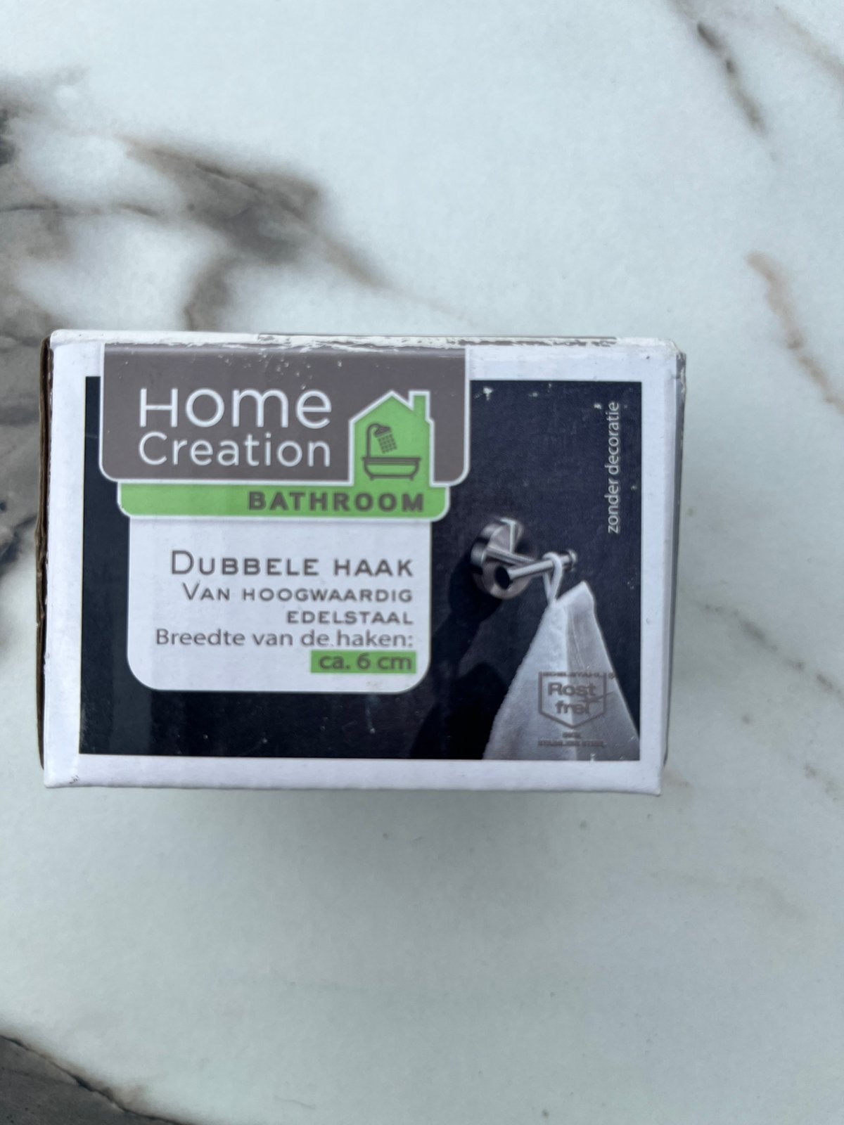 roestvrijstalen dubbele handdoekhaak van Home Creation, Ophalen of Verzenden, Zo goed als nieuw, Zilver, Handdoekhaak