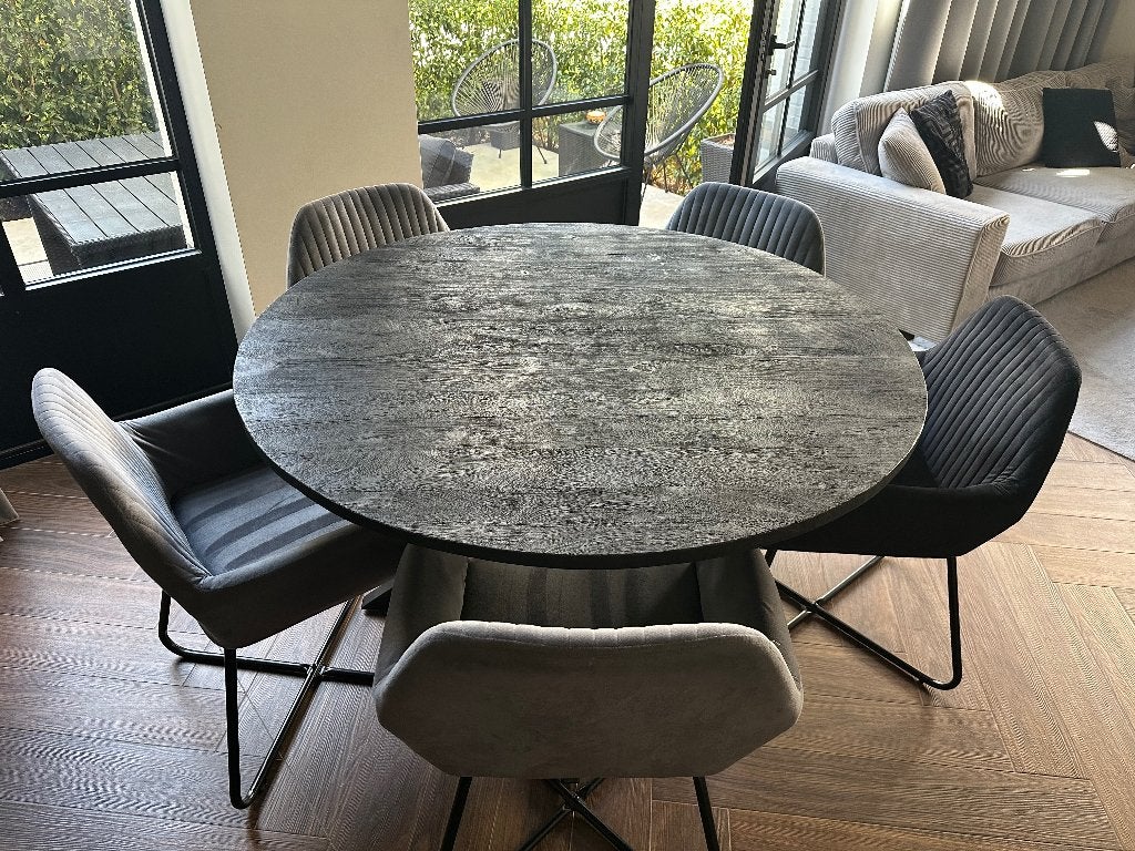 Ronde eettafel + 6 vidaXL eettafel stoelen, Huis en Inrichting, Complete eetkamers, Zo goed als nieuw, 4 tot 6 stoelen, Ophalen