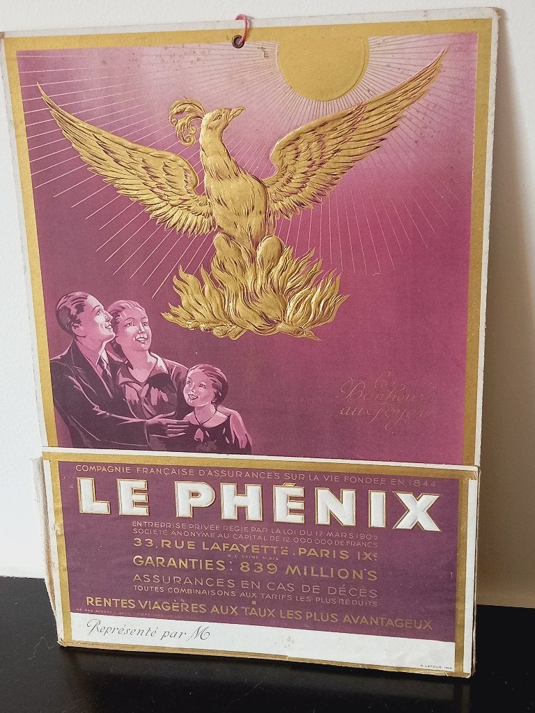 karton reclame ca 1930 PHENIX Assurances verzekering, Verzamelen, Ophalen of Verzenden, Zo goed als nieuw, Reclamebord