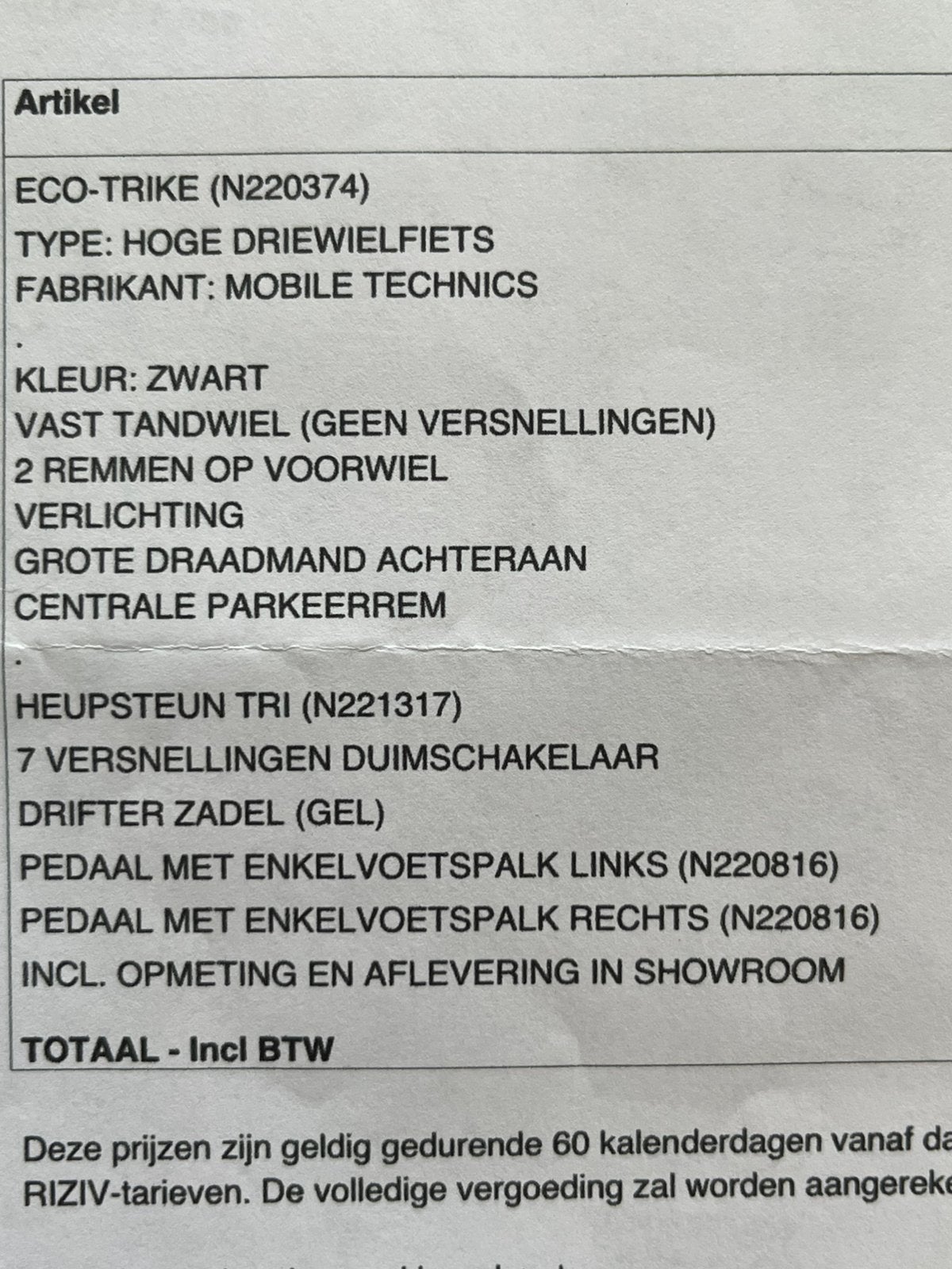 Elektrische driewieler Tri-bike, Ophalen, Zo goed als nieuw