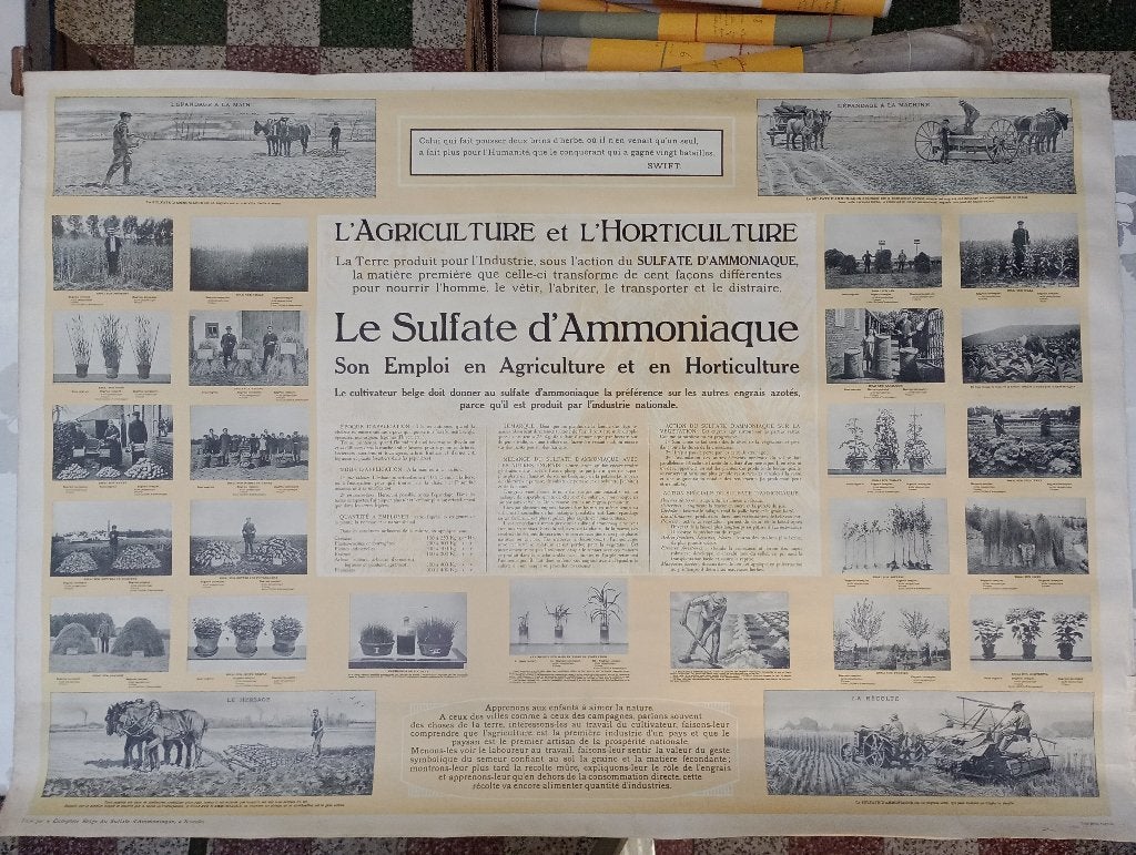 Ensemble pédagogique géant Agriculture/Mines 1925 (90x130), Collections, Enlèvement ou Envoi, Autres types