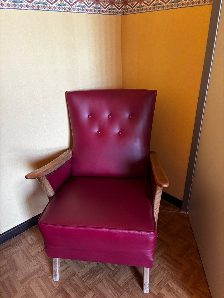Vintage retro fauteuil/clubzetel bordeauxrood, Enlèvement, Maison et Meubles
