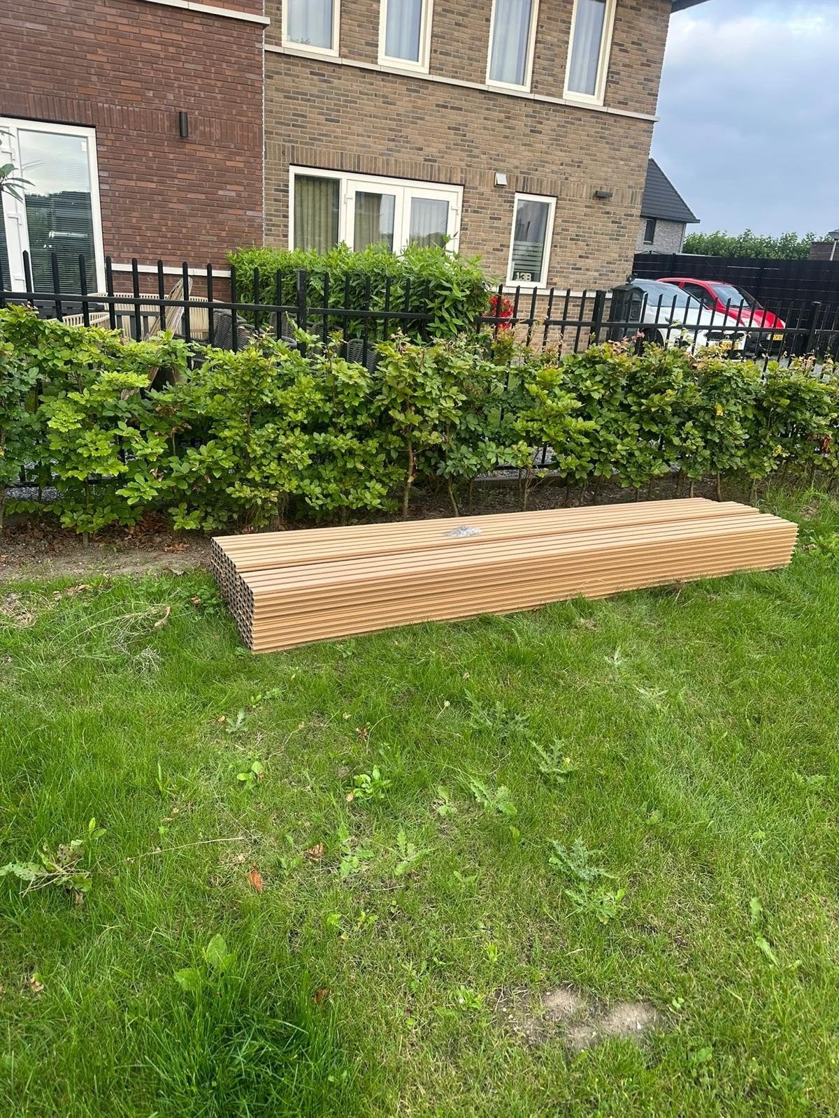 gevelbekleding 56m2 beige nieuw composiet, Ophalen, Nieuw, Overige materialen