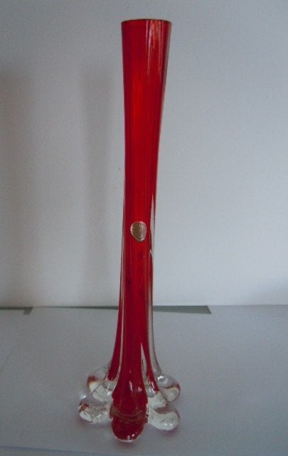 Vintage Chinese Art Glass solifleur vaas - Crystal Brand, Ophalen of Verzenden
