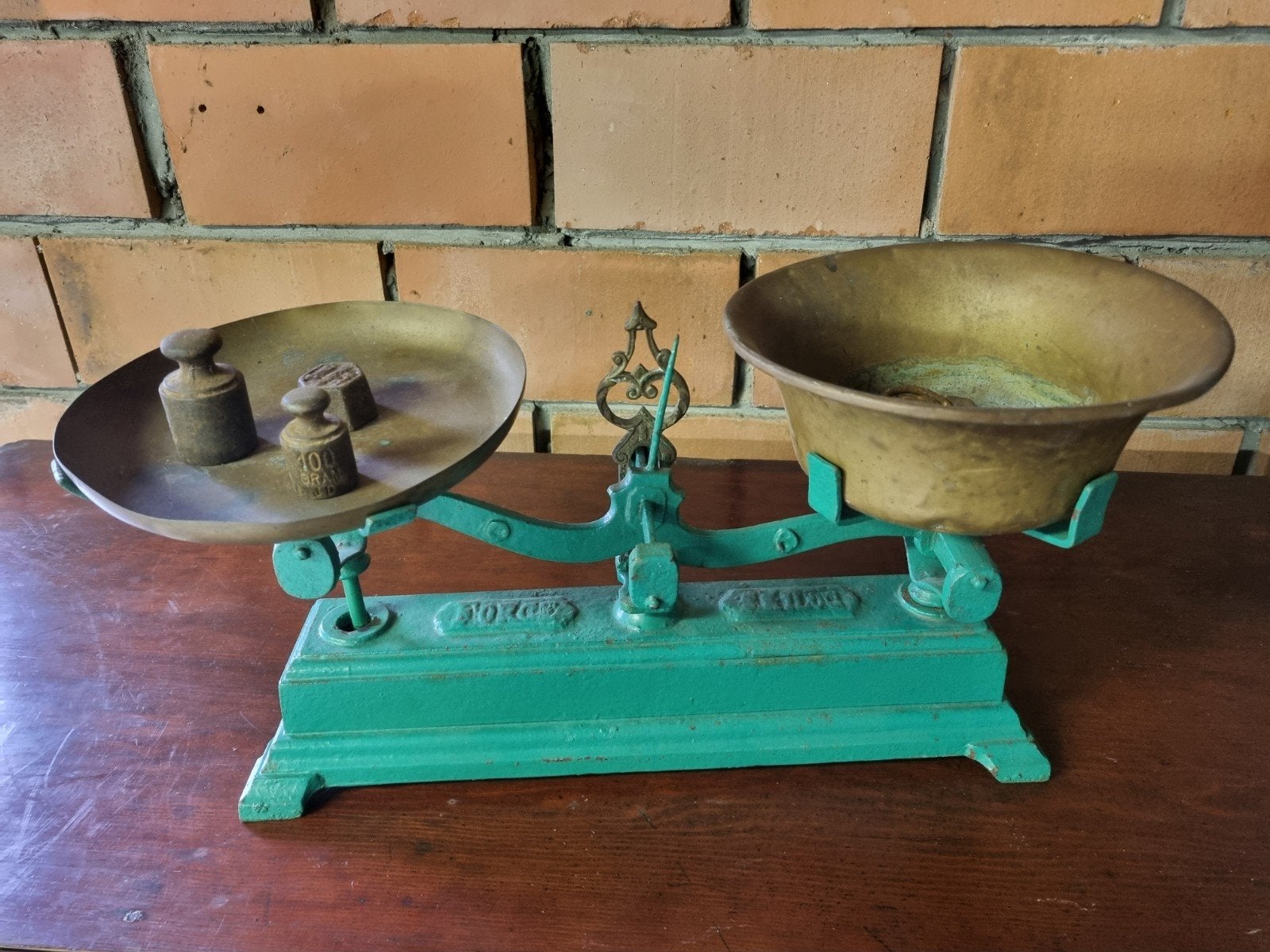 Vintage Roberval Keukenweegschaal "Force" – Groen Gietijzer, Antiek en Kunst, Ophalen