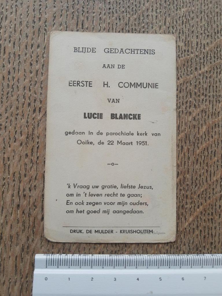 Prentje eerste communie - Ooike 1951, Verzamelen, Ophalen of Verzenden, Zo goed als nieuw