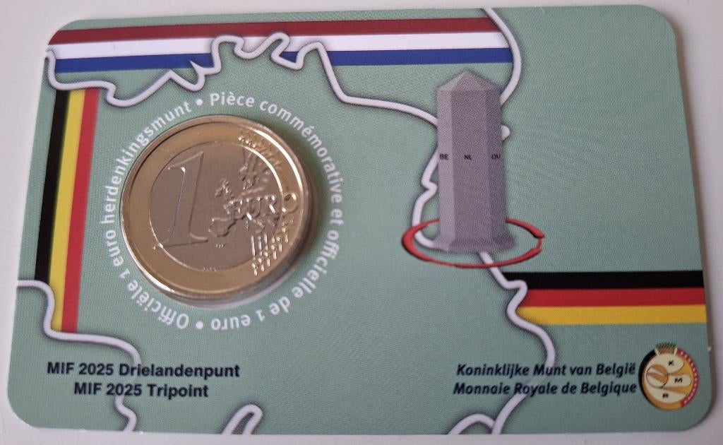 Coincard 1 euro Belgique 2025 Three Country Point (MIF), Timbres & Monnaies, Monnaies | Belgique, Envoi, Monnaie en vrac