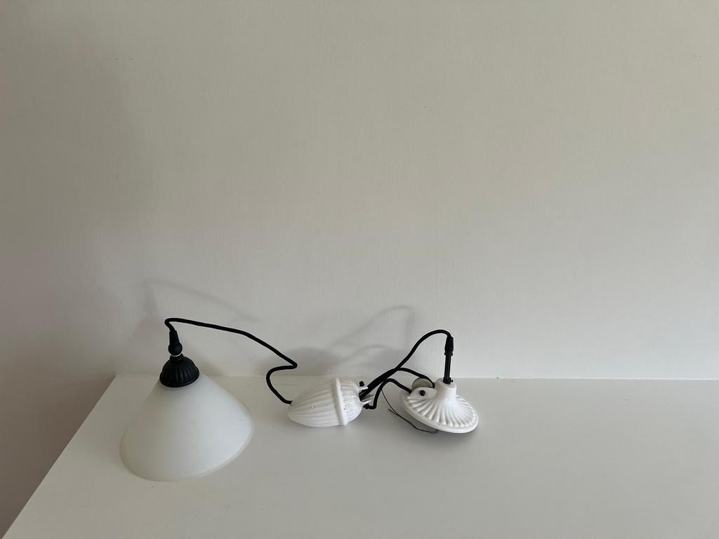 Hanglampen 2 flamant, Ophalen, Zo goed als nieuw, Glas