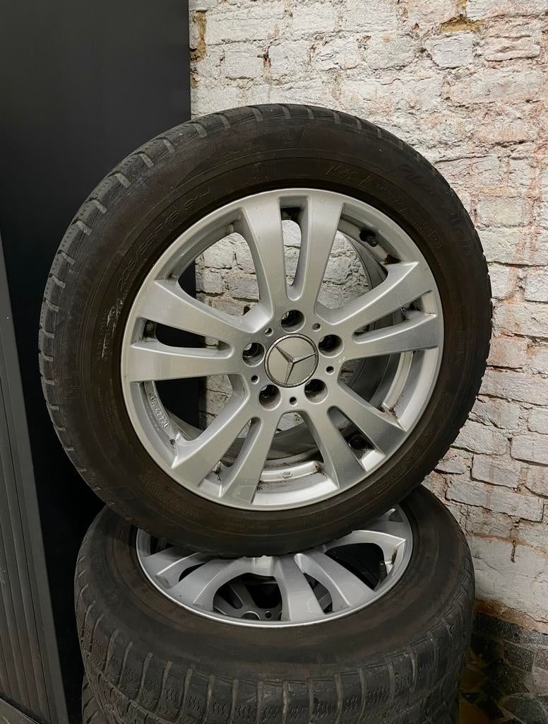 4x Mercedes + Michelin Pilot Alpin winterbanden 205/55 R16, Ophalen, Gebruikt, Mercedes-Benz