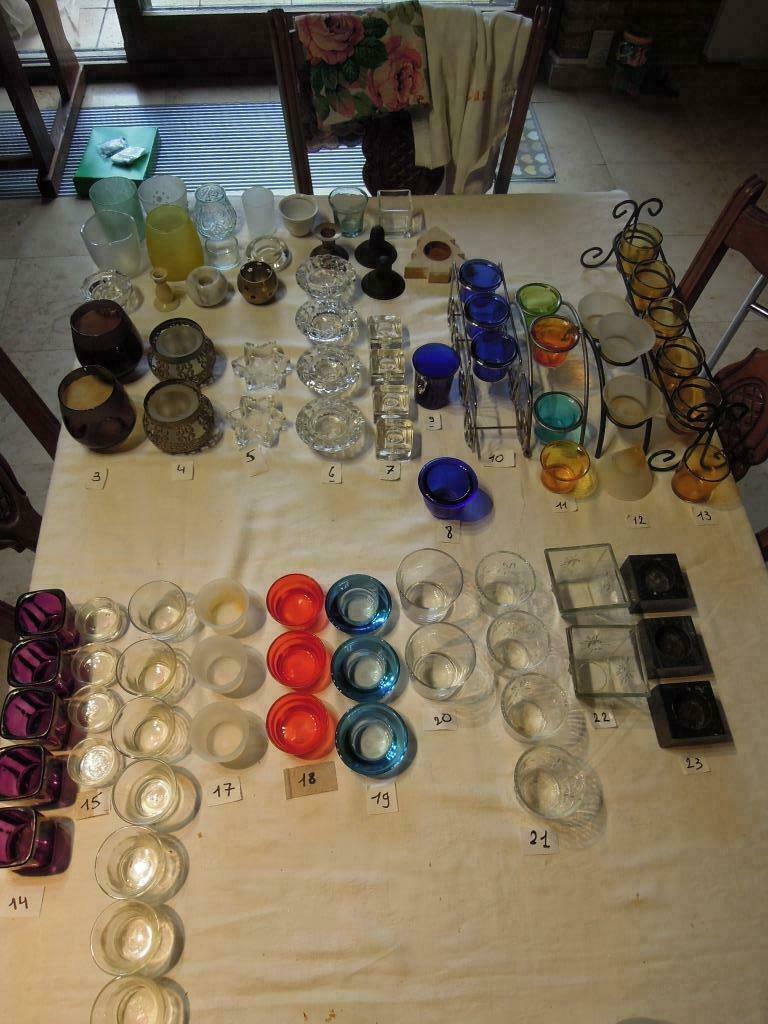 bougie - photophore 26 pièces verre-métal-pierre, Enlèvement ou Envoi, Bleu, Utilisé, Bougie